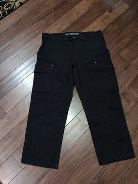 Duluth Trading Flex Fire Hose Relaxed Fit Black Canvas Pants 42x32